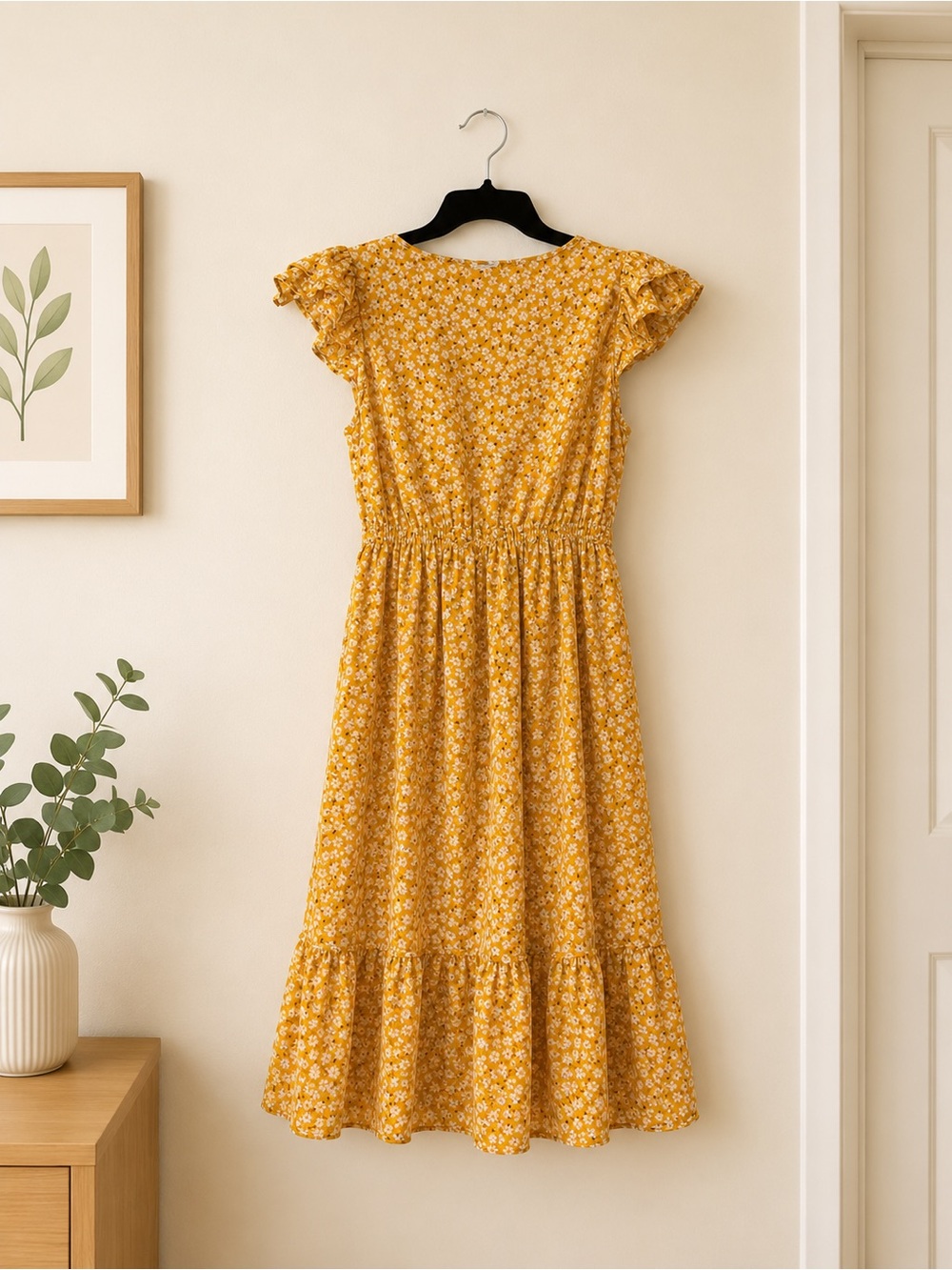 Old Navy Yellow Floral Maxi Dress Medium Floral Boho - Picture 4 of 5